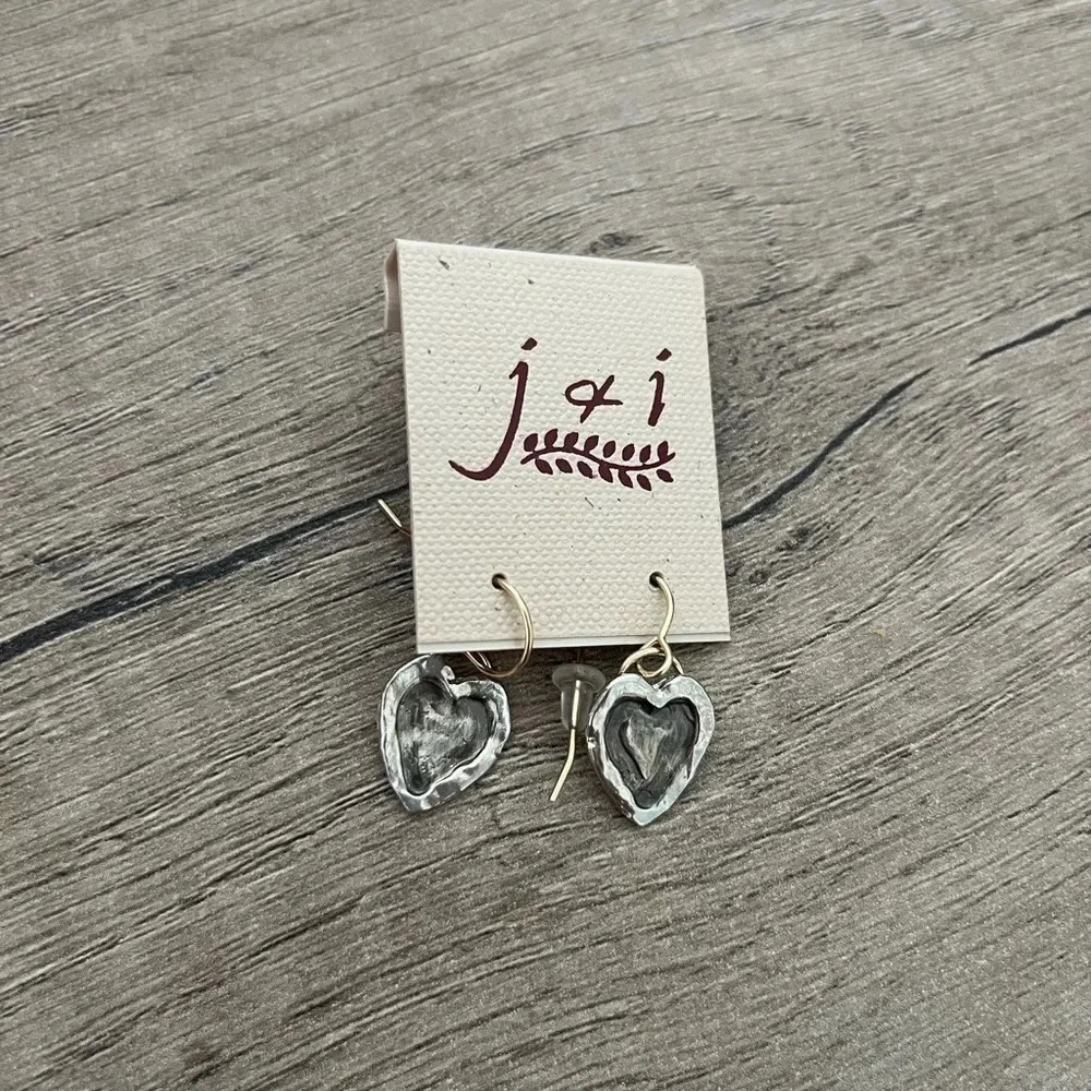 J&I Sterling Silver Heart Earrings NEW - Picture 3 of 3